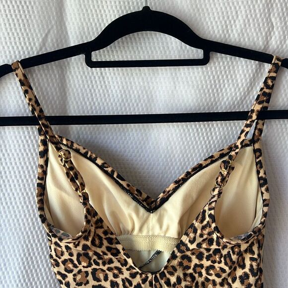 Aqua Green Leopard Print One Piece Swimsuit Size Small - Picture 9 of 12